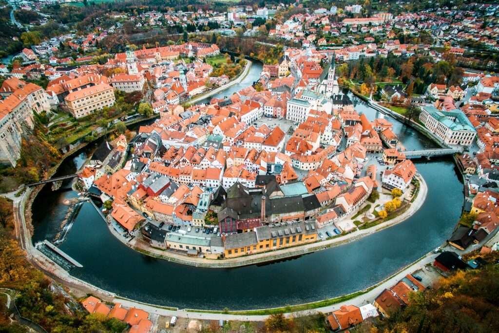 Český Krumlov from the air.